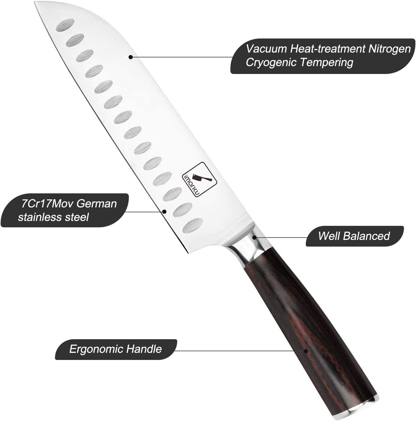 imarku 7 Inch Chef Knife – Ultra Sharp Japanese Santoku Knife | 7Cr17Mov Stainless Steel | Kitchen Gadgets 2025 | Best Gift for Men & Women