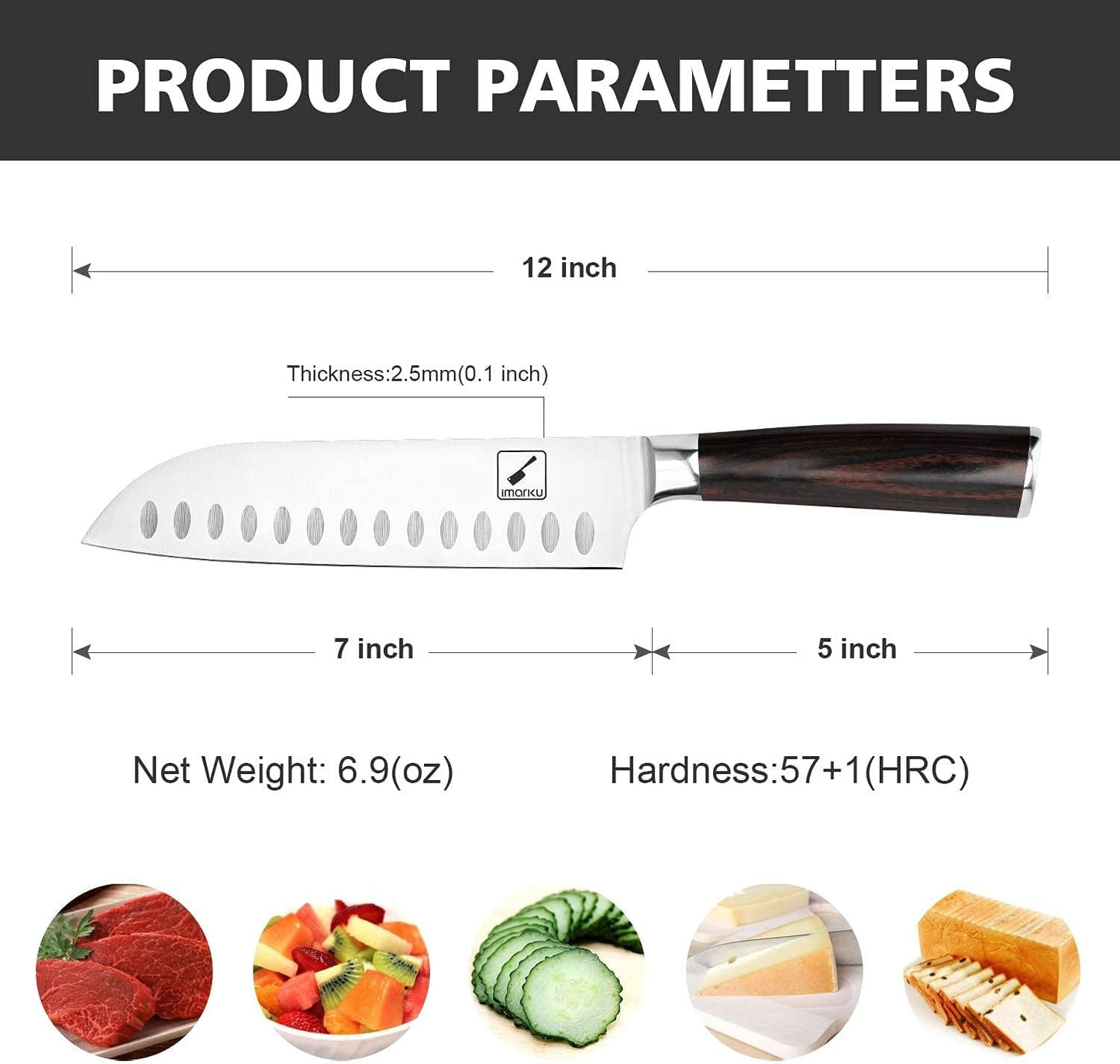imarku 7 Inch Chef Knife – Ultra Sharp Japanese Santoku Knife | 7Cr17Mov Stainless Steel | Kitchen Gadgets 2025 | Best Gift for Men & Women