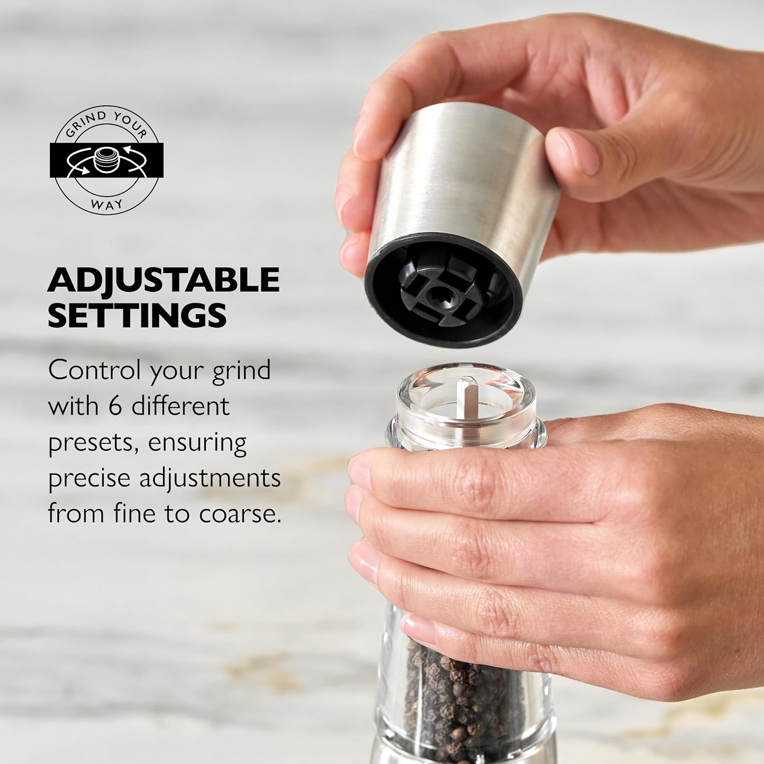 Cole & Mason Derwent Pepper Grinder – Stainless Steel Mill with Gourmet Precision Mechanism & Premium Peppercorns