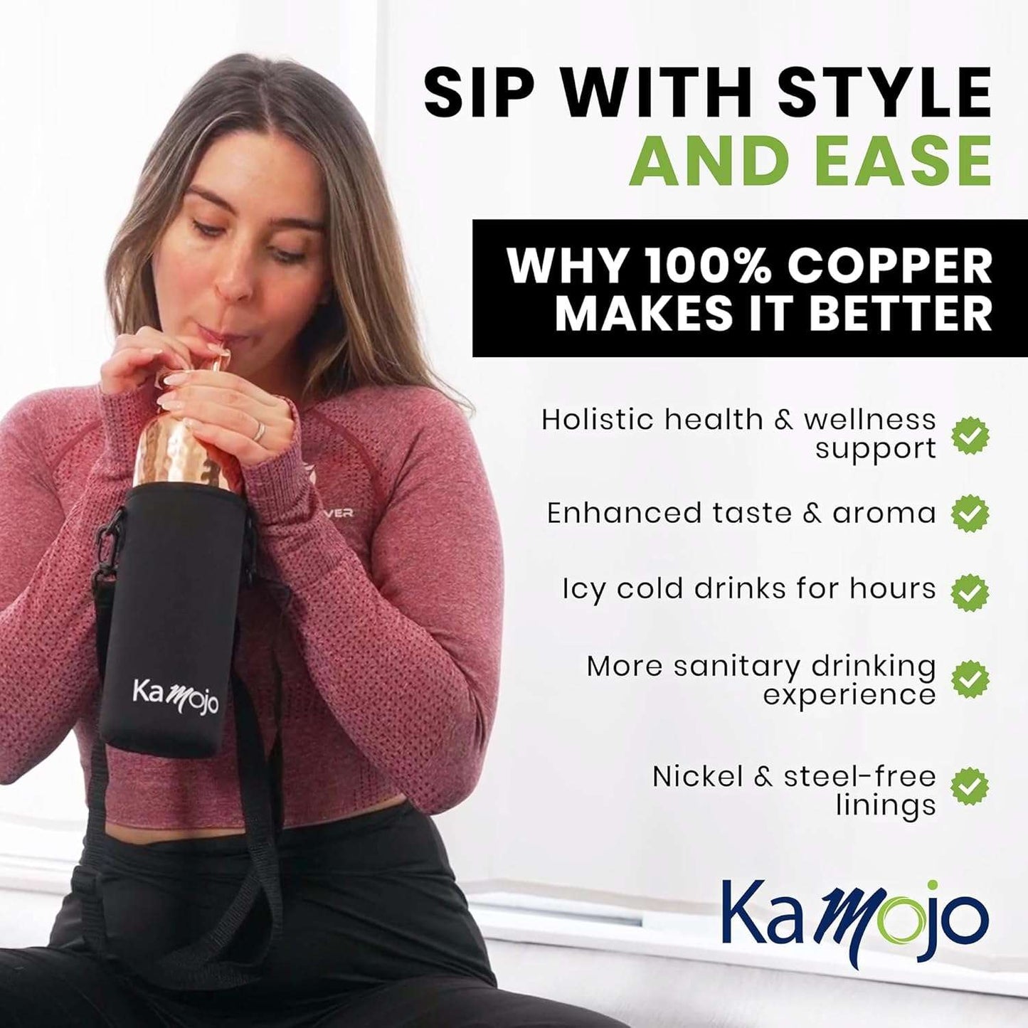Copper Water Bottle – 100% Pure Hammered Copper Tumbler with Leak-Proof Lid, Sleeve & Straw, 32oz - Quality Prime Hub