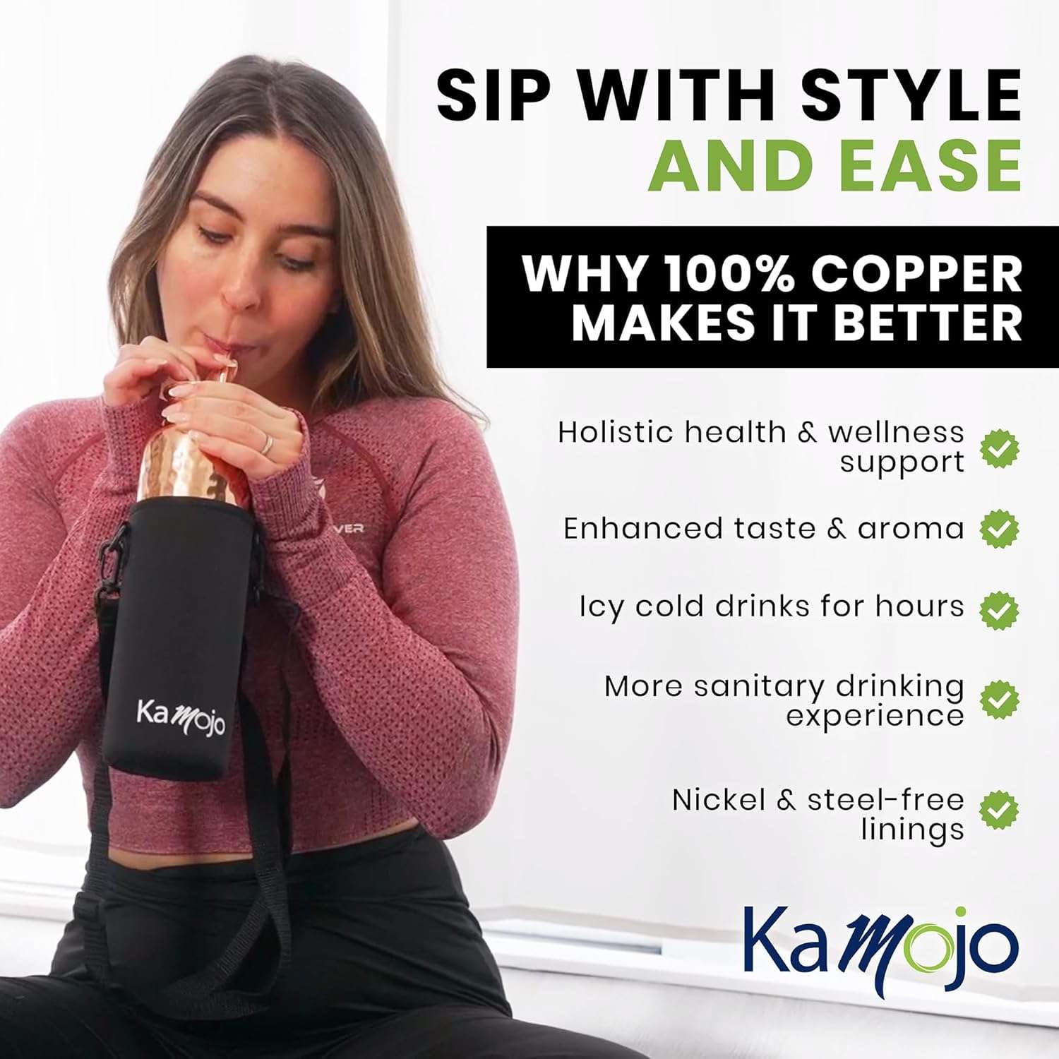 Copper Water Bottle – 100% Pure Hammered Copper Tumbler with Leak-Proof Lid, Sleeve & Straw, 32oz - Quality Prime Hub
