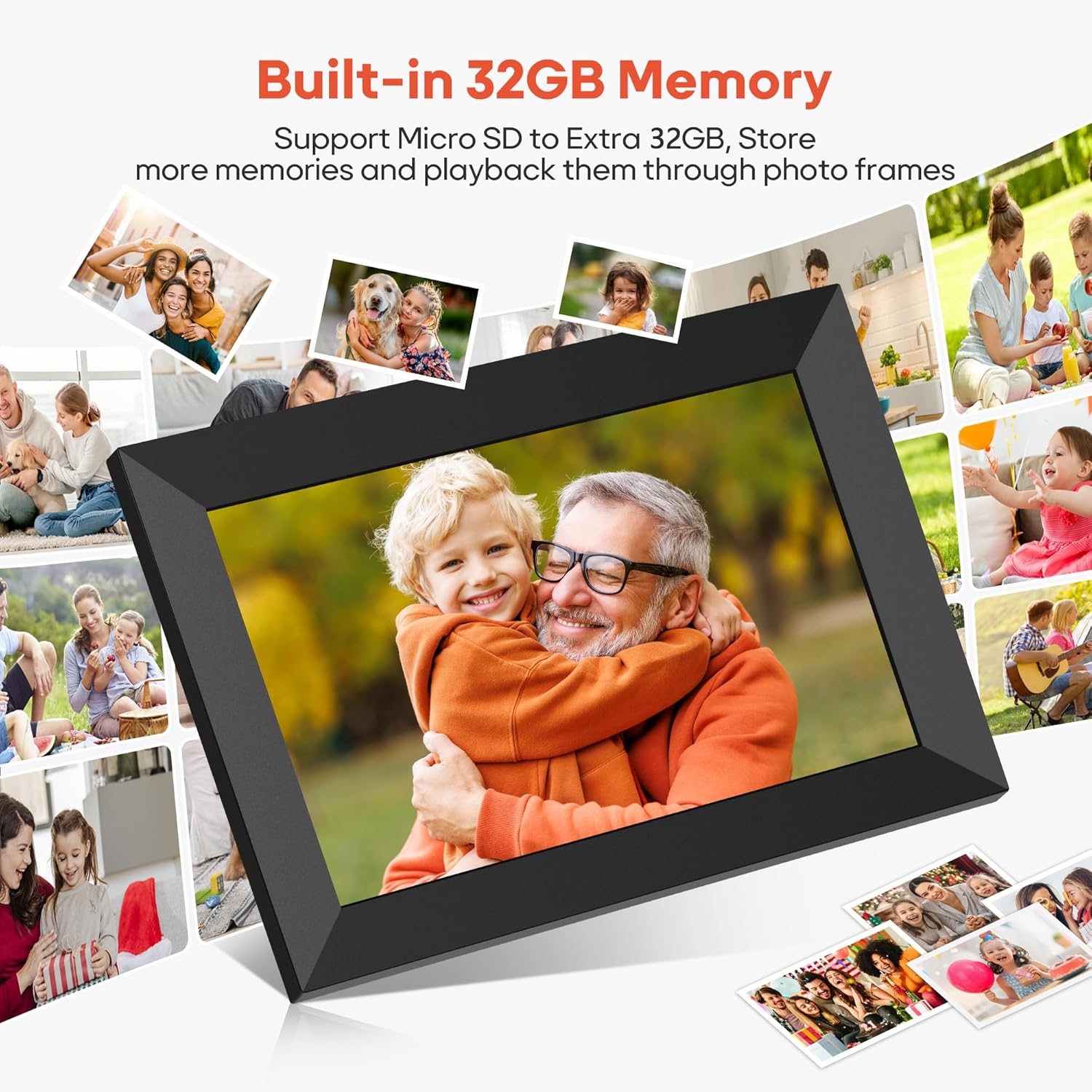 Frameo 10.1” WiFi Digital Photo Frame – HD IPS Touchscreen | 32GB Smart Picture Frame | Auto-Rotate, Wall Mount, Share via Frameo App