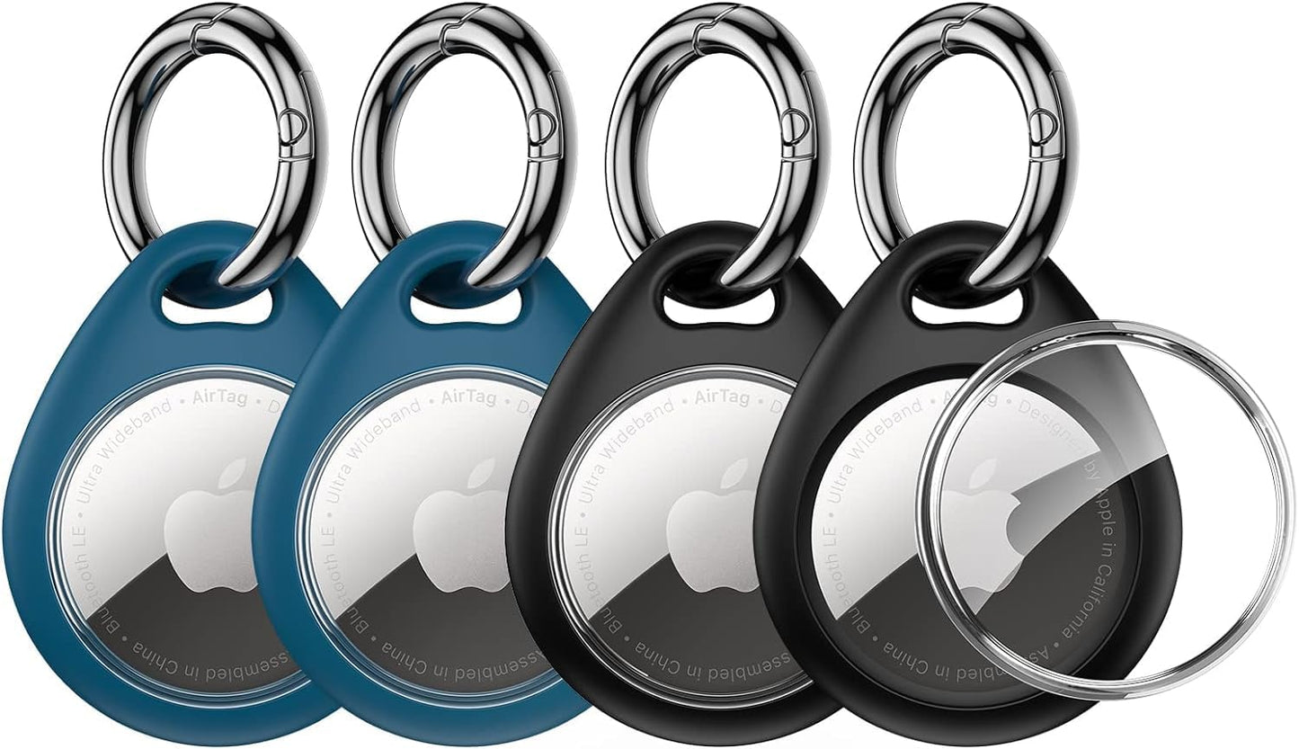 UNBREAKcable AirTag Holder 4 Pack – Waterproof TPU Protective Case with Metal Keychain, Secure Fit for Keys, Pets, Luggage & Backpacks